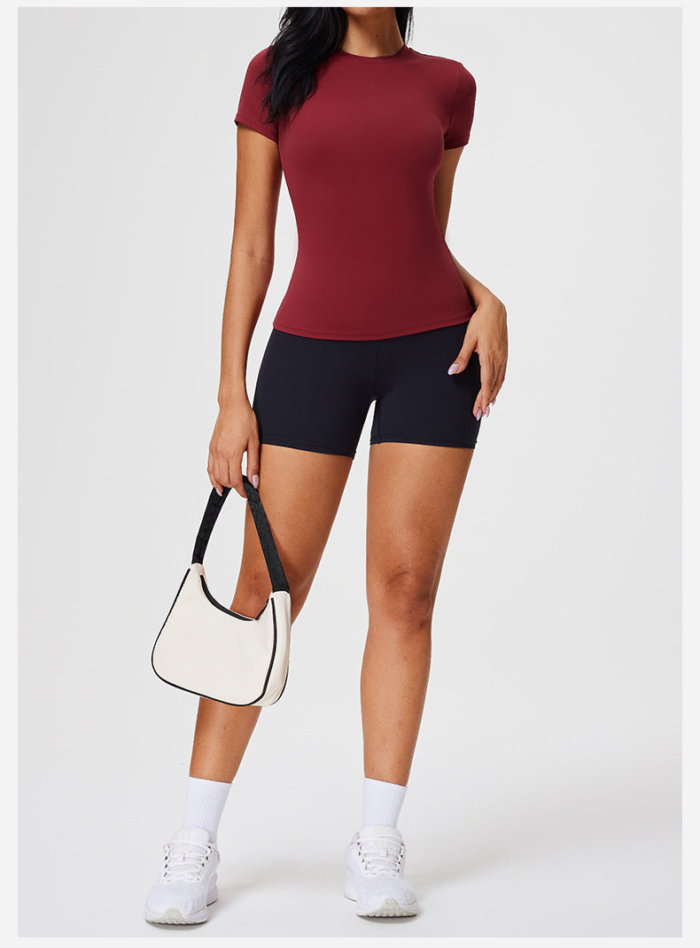 New Casual Sportswear t Women's Slim Fit Quick-Dry Barely-There Feel Fitness Top Shirt Running Yoga Short Sleeve