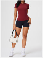New Casual Sportswear t Women's Slim Fit Quick-Dry Barely-There Feel Fitness Top Shirt Running Yoga Short Sleeve