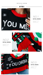 2025Autumn and Winter New Christmas Sticky Ball Sweater Women's Christmas Long Sleeve Knitted Sweater