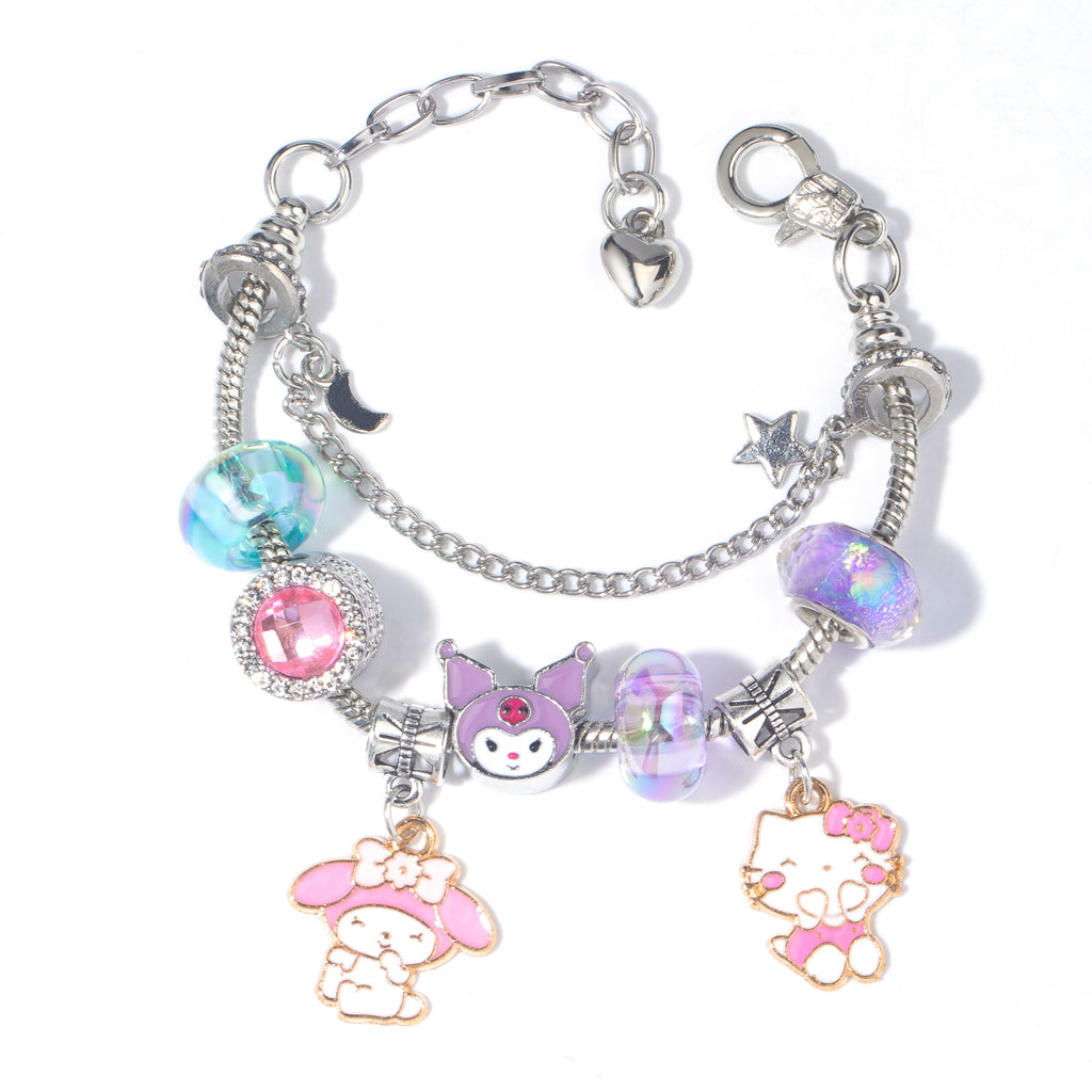 Hot Selling Sanrio Beaded Bracelet Cartoon Kuromi Labubu Beaded Bracelet Women's Accessories