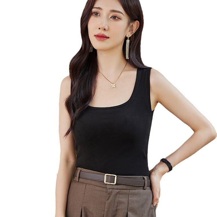 Slim Fit Half Turtleneck Vest Versatile for Autumn and Winter8811Slimming Solid Color Fashion Black Sleeveless Vest for Women