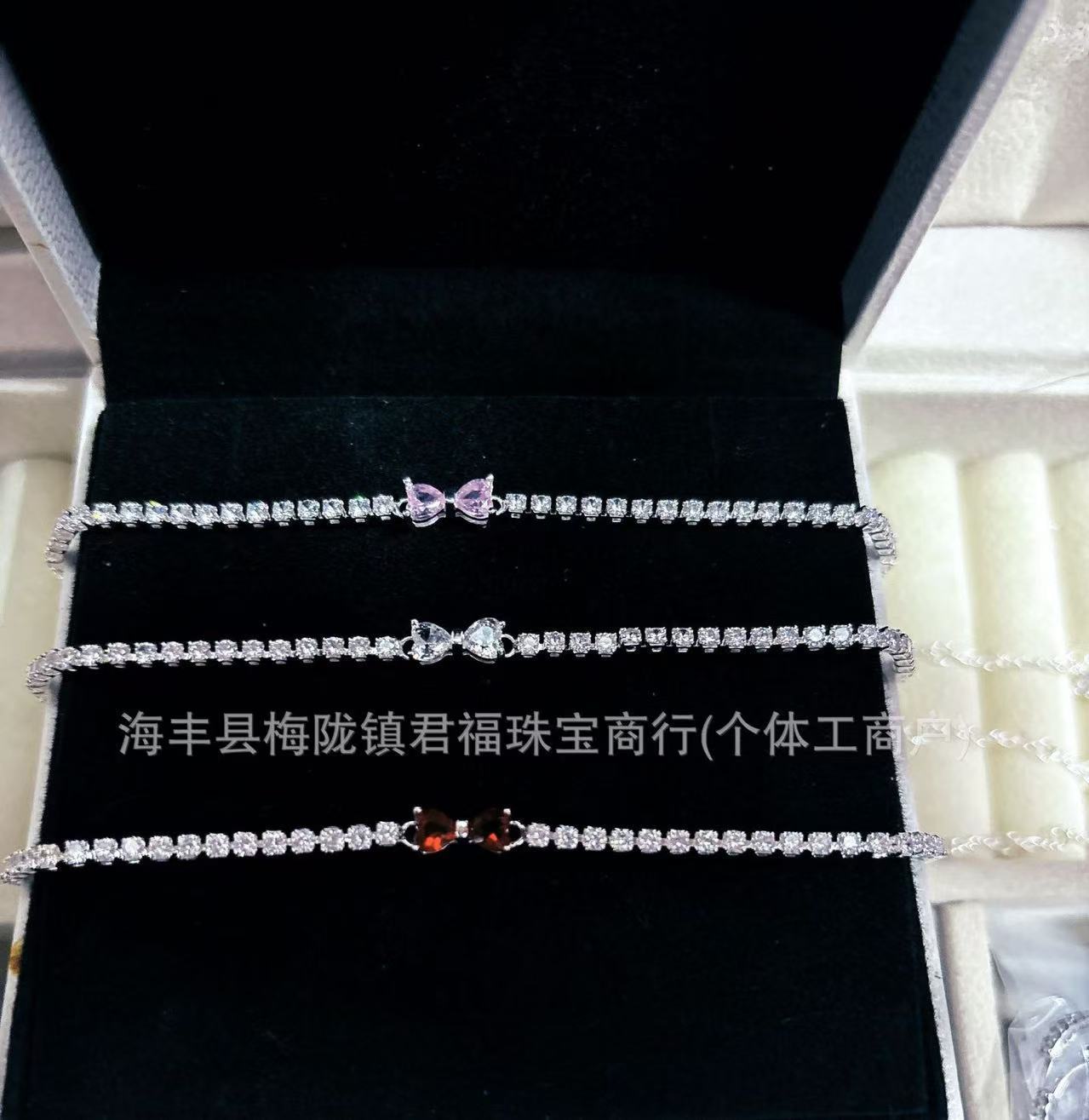 Panjia Silver Plated Hot Selling Product Bow Necklace Ear Stud Ring Bracelet4Set Gift Set Women's All-Matching