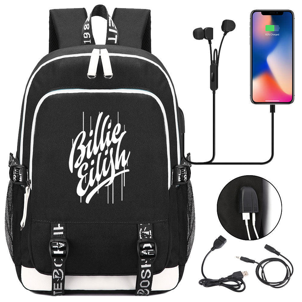 Celebrity Style Trend Billie Teenage Primary and Secondary School Students Schoolbag USB Men's and Women's Casual Backpack