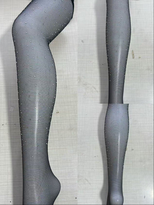 "Teenage Dream" Star Rhinestone Tights - Sheer Sparkle Mesh