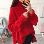 "Vampire" Red Oversized Turtleneck - Cozy Studio Knit