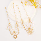 Celebrity Style Jewelry Niche Design Hot Girl Imitation Pearl Tassel Heart Cross Butterfly Versatile Necklace for Women