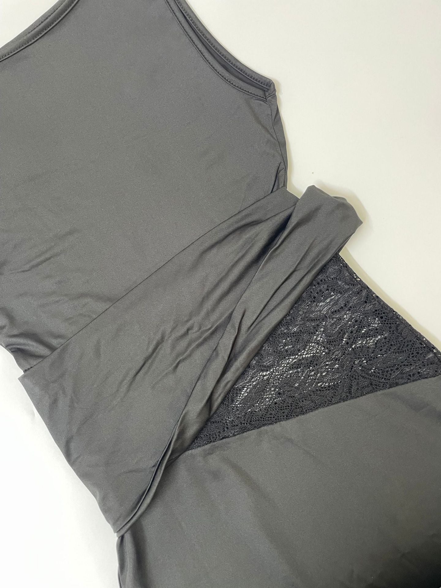 G25D047-2025Elegant Black Long Dress Slim Lace Stitching Drooping Slimming Premium Transparent