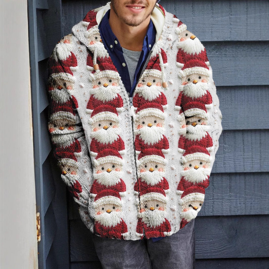 2025Hot Selling  Foreign Trade New Christmas3D Digital Printed Casual Zipper Hooded Jacket