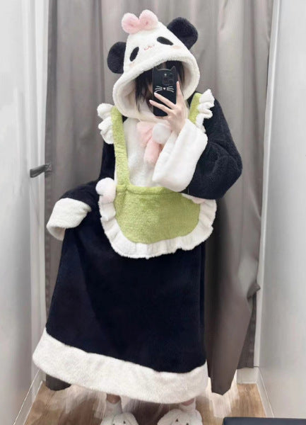 Autumn Winter Children's Rogue Rabbit Cartoon Anime Star Rabbit One-Piece Pajamas Pink Rabbit Unisex Couple Homewear Flannel