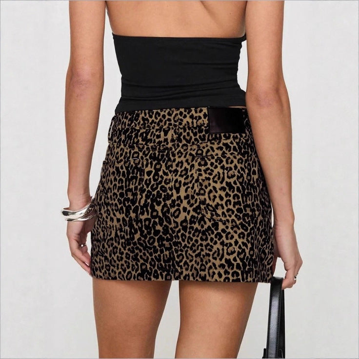 "Bad Idea" Leopard Denim Skirt - Y2K Streetwear