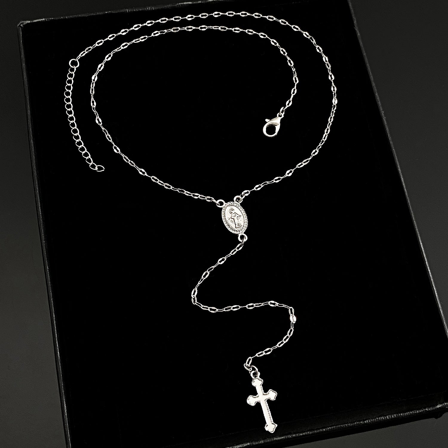 Celebrity Style Popular Cross Long Chain Necklace for Women Easter Trendy Jewelry Sexy Tassel Virgin Mary Pendant