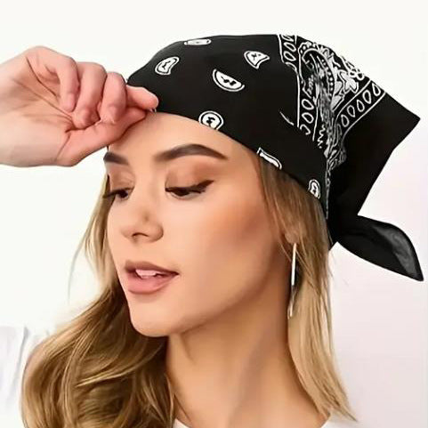 Same Style as Stars2025New Paisley Small Cashew Deformed Insect Satin70Silk Scarf Scarf Headscarf Fashion Design Small Water Drop Square Scarf Decoration Matching Headscarf