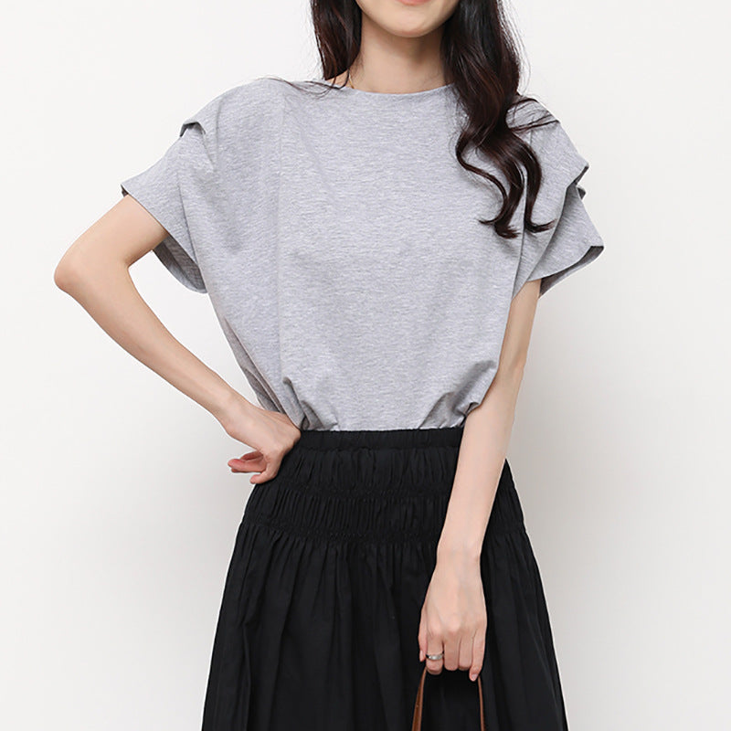 Star Custom Japanese Style New Model Lotte8Color Summer Stripes T Women's Cotton Loose Batwing Sleeve Knitted Top