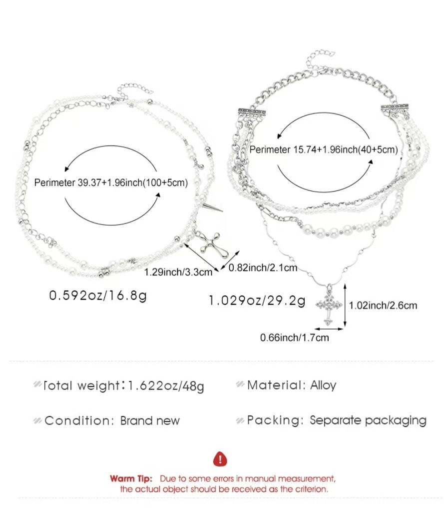 Celebrity Style Jewelry Niche Design Hot Girl Imitation Pearl Tassel Heart Cross Butterfly Versatile Necklace for Women