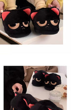 "Mood" Grumpy Cat Plush Slippers - Kawaii Gamer Girl Essential