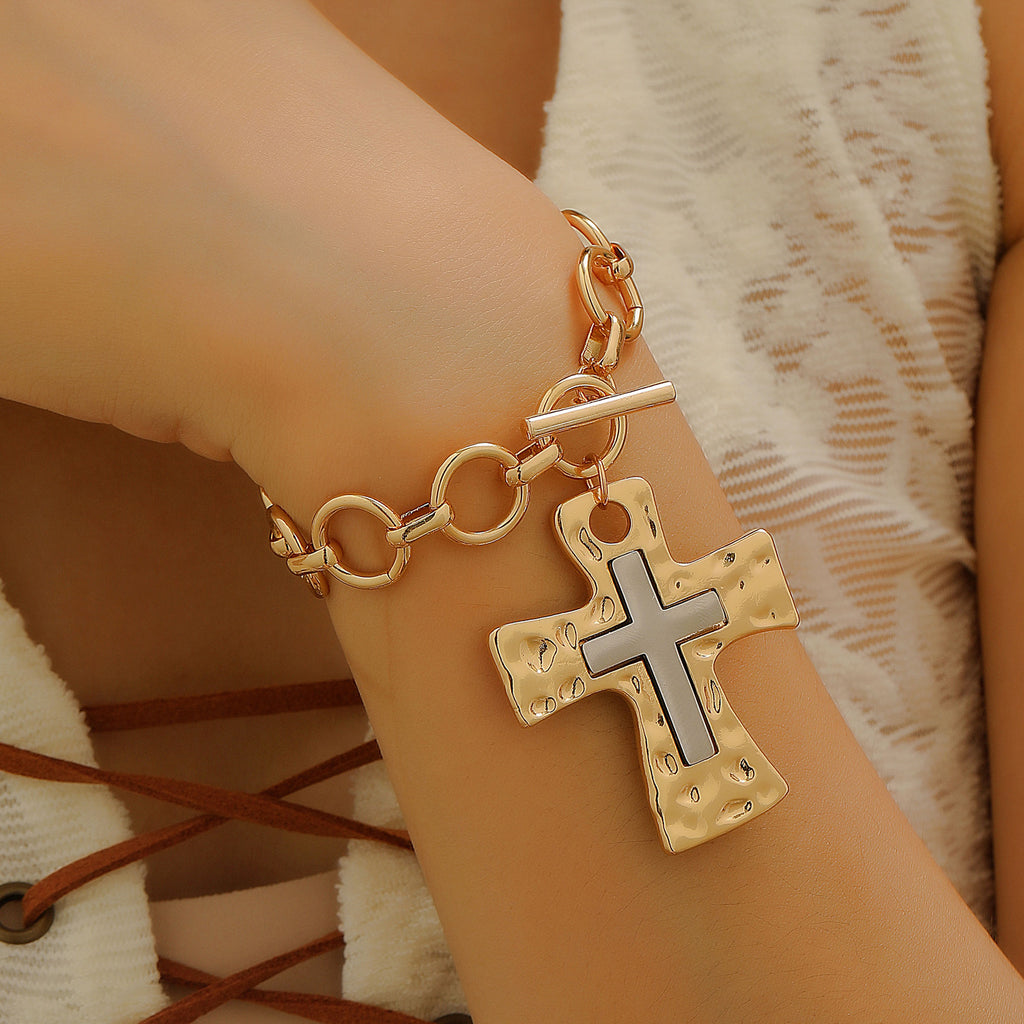 Celebrity Style Decorative Chain Jewelry Personalized Cross Alloy Pendant Necklace  Minimalist Style Clip Simple Internet Celebrity Collarbone Chain for Women