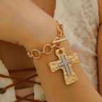 Celebrity Style Decorative Chain Jewelry Personalized Cross Alloy Pendant Necklace  Minimalist Style Clip Simple Internet Celebrity Collarbone Chain for Women