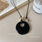 Star Custom New Mysterious Black Long Geometric Pendant Necklace for Women New Chinese Style Niche High-end Versatile Necklace Wholesale