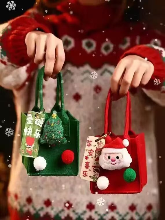 48h Shipping Christmas Eve Packaging Bag Small Gift Bag Felt Handheld Candy Bag