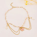 Celebrity Style Jewelry Niche Design Hot Girl Imitation Pearl Tassel Heart Cross Butterfly Versatile Necklace for Women