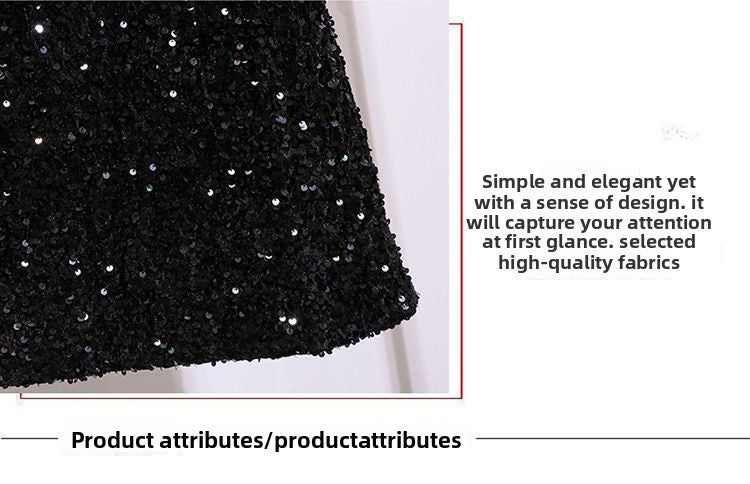 Sequin Strap Dress Little Black Dress Nightclub Black Slimming Sexy Disco Women's Short Dress Party Gathering Dress