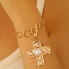 Celebrity Style Decorative Chain Jewelry Personalized Cross Alloy Pendant Necklace  Minimalist Style Clip Simple Internet Celebrity Collarbone Chain for Women