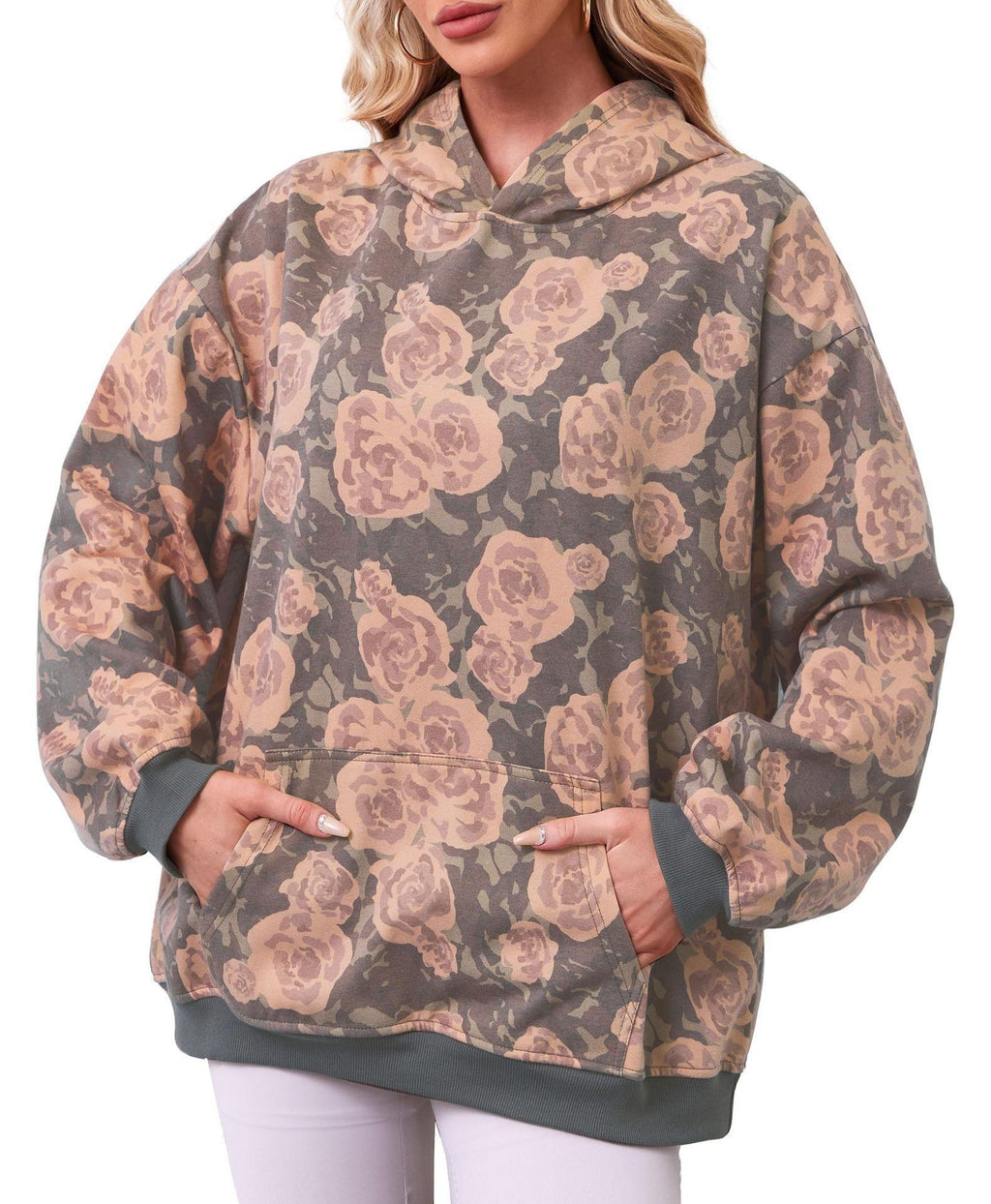 2025European and Autumn New Women's Fashion3d Digital Printed Camouflage Maple Leaf Sweatshirt Jacket