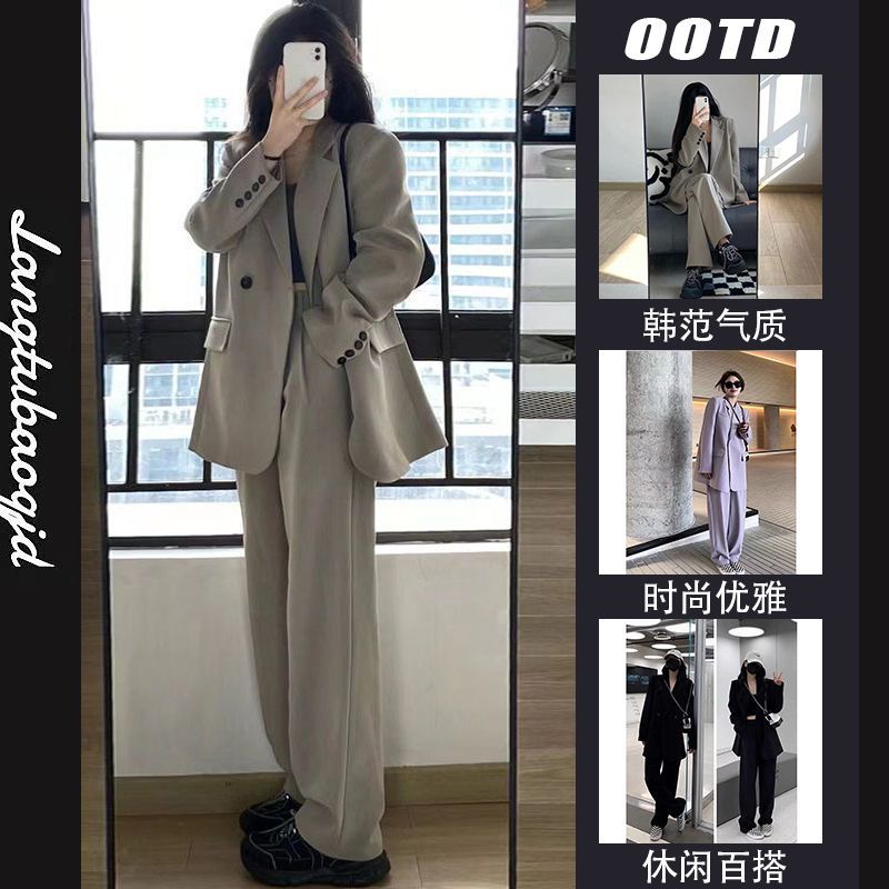 Fashionable Casual High-End Women's Blazer2025New Spring and Autumn Korean Style Loose Slimming Two-Piece Suit Set