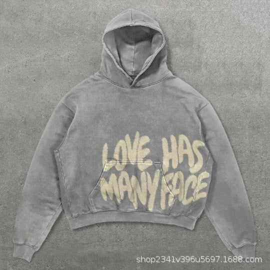 Harajuku Fashion Retro Skull Print Hoodie y2k Streetwear Hoodie for Couples