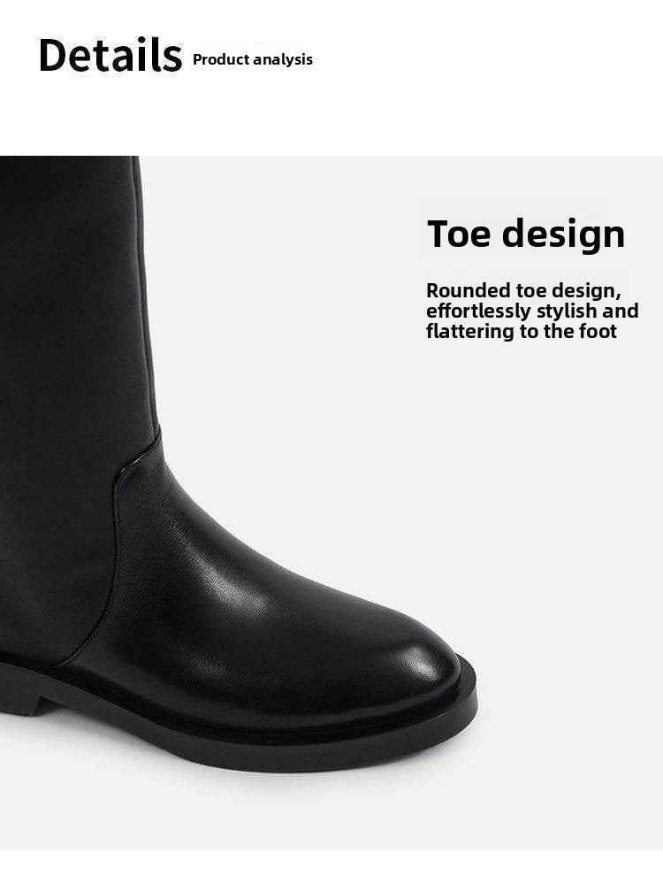 "Traitor" Knee-High Combat Boots - Black Leather Finish