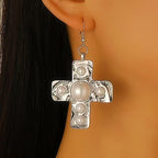 Celebrity Style Decorative Chain Jewelry Personalized Cross Alloy Pendant Necklace  Minimalist Style Clip Simple Internet Celebrity Collarbone Chain for Women