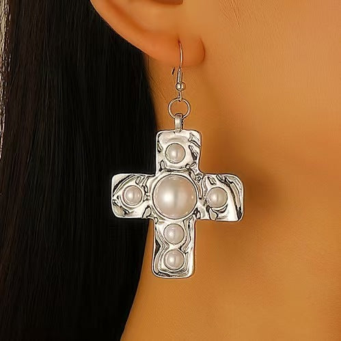 Celebrity Style Decorative Chain Jewelry Personalized Cross Alloy Pendant Necklace  Minimalist Style Clip Simple Internet Celebrity Collarbone Chain for Women