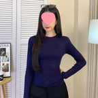 Fleece-Lined Thickened Polar Fleece Autumn Winter Base Shirt Regular Shoulder Round Neck Long Sleeve