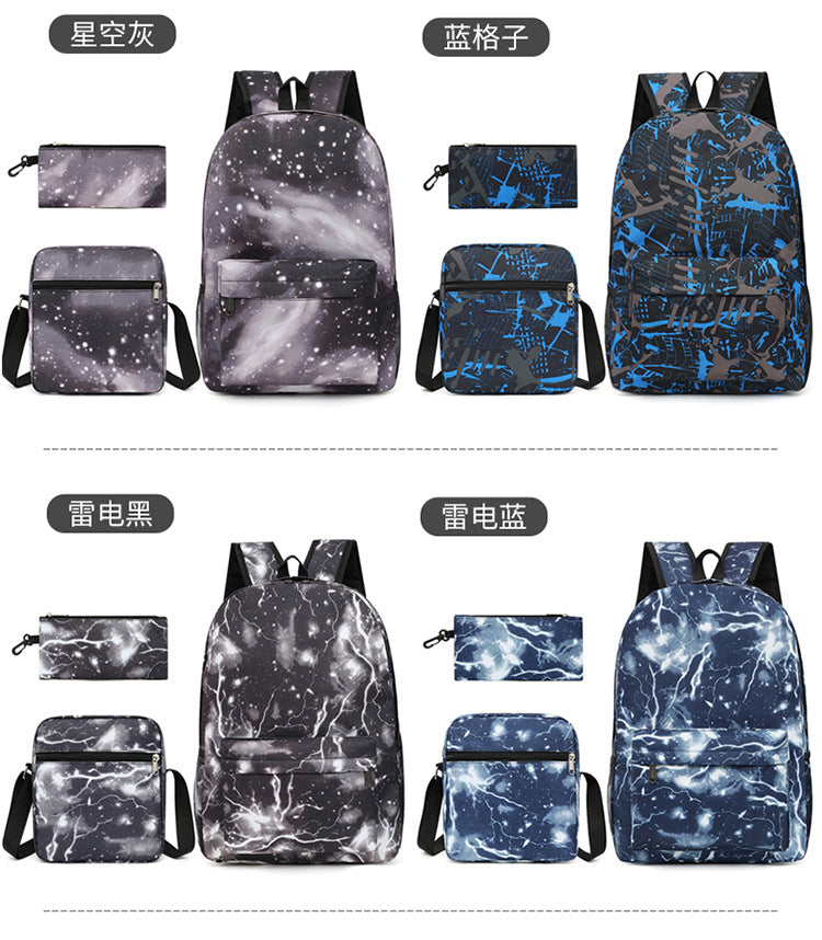 Celebrity Style Trendy European and American Billie Pencil Bag Shoulder Backpack Three-piece School Bag