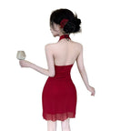 5060Women's Clothing Wholesale Southeast Asia Sexy Mesh Halter Tassel Short Camisole Dress