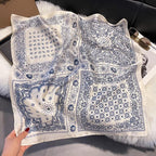 Same Style as Stars2025New Paisley Small Cashew Deformed Insect Satin70Silk Scarf Scarf Headscarf Fashion Design Small Water Drop Square Scarf Decoration Matching Headscarf