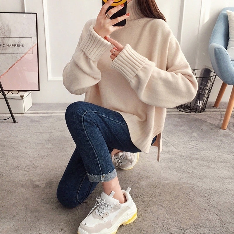 "Vampire" Red Oversized Turtleneck - Cozy Studio Knit