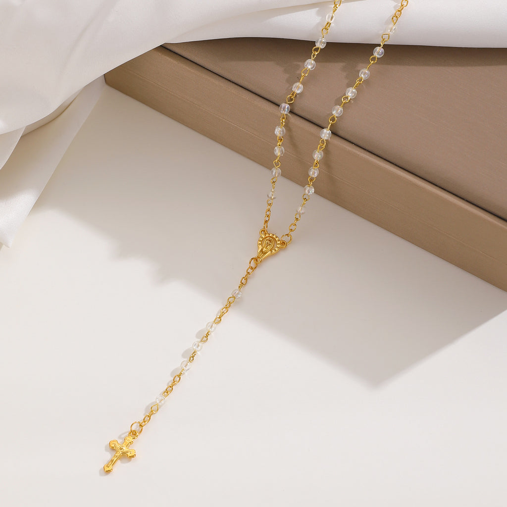 Celebrity Style Popular Cross Long Chain Necklace for Women Easter Trendy Jewelry Sexy Tassel Virgin Mary Pendant