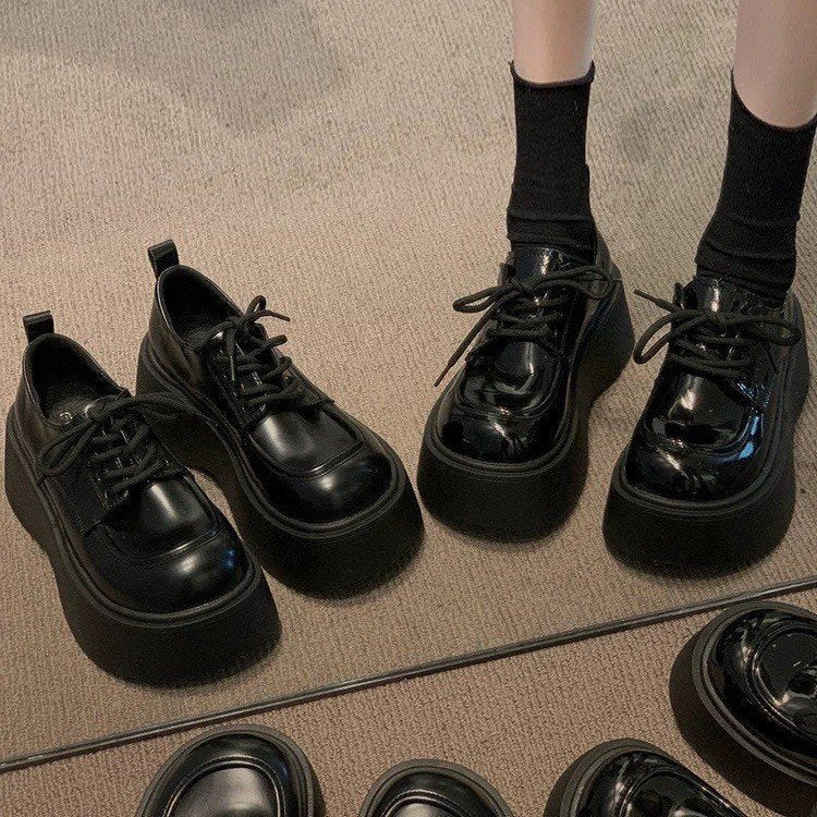 90s Grunge Platform Oxfords - Chunky Sole height Booster