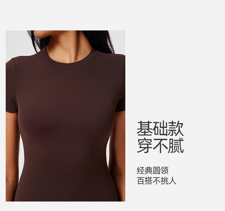 New Casual Sportswear t Women's Slim Fit Quick-Dry Barely-There Feel Fitness Top Shirt Running Yoga Short Sleeve