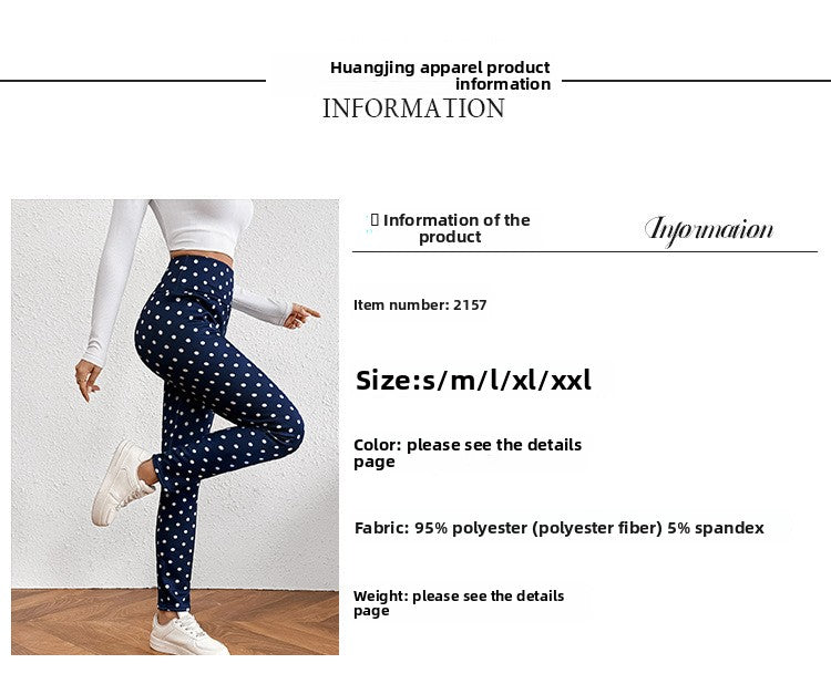 Hot-Selling Lamb Wool Polka Dot Print High-Waisted Slim Fit Warm Women's Leggings Winter New Tight-Fitting