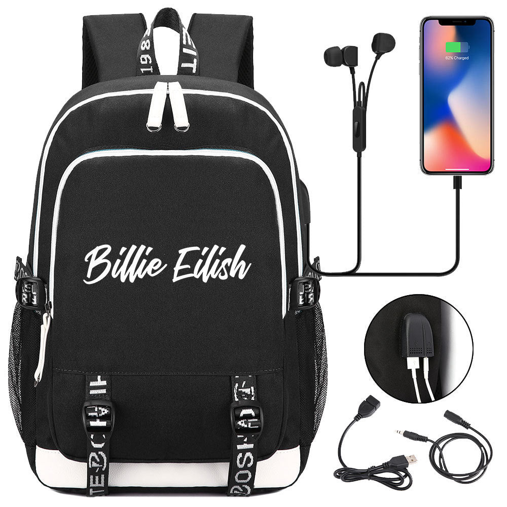Celebrity Style Trend Billie Teenage Primary and Secondary School Students Schoolbag USB Men's and Women's Casual Backpack