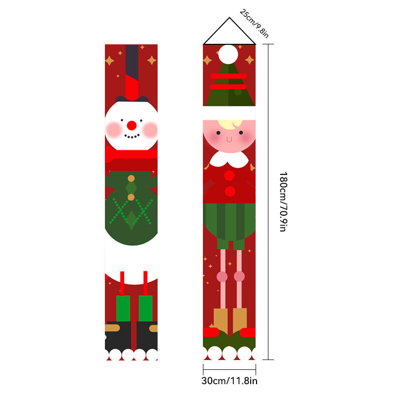 2026New Year Christmas Couplets Santa Claus Soldier Outdoor Decoration Door Curtain Hanging Flag Outdoor European and American
