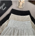 "Traitor" MV Vibe Sequin Skirt - Cream Coquette Mini