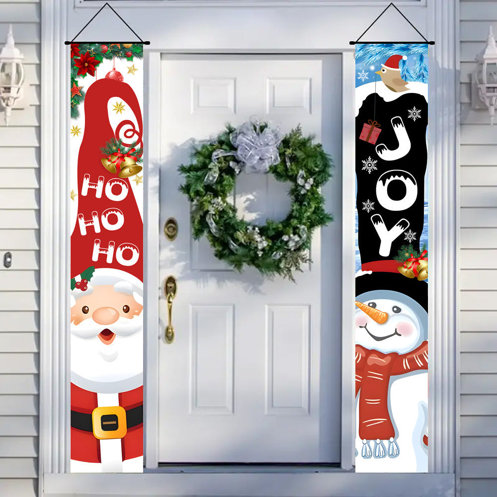 2026New Year Christmas Couplets Santa Claus Soldier Outdoor Decoration Door Curtain Hanging Flag Outdoor European and American