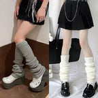 White Knitted Sock Covers Autumn Winter Warm Mid-Calf Socks y2k Harajuku Style Hot Girl Japanese Style jk College Style Slouch Socks for Women.