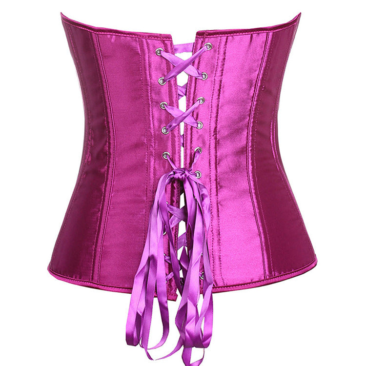 Star Custom Hot-Selling Satin Back-Tie Waist Cincher Dress Tummy Control Waist Support Shapewear Fishbone Corset【None T Pants】Shaping