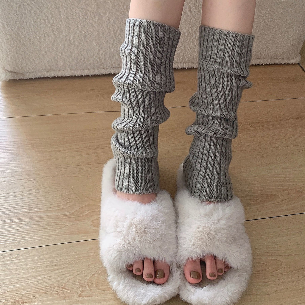 White Knitted Sock Covers Autumn Winter Warm Mid-Calf Socks y2k Harajuku Style Hot Girl Japanese Style jk College Style Slouch Socks for Women.