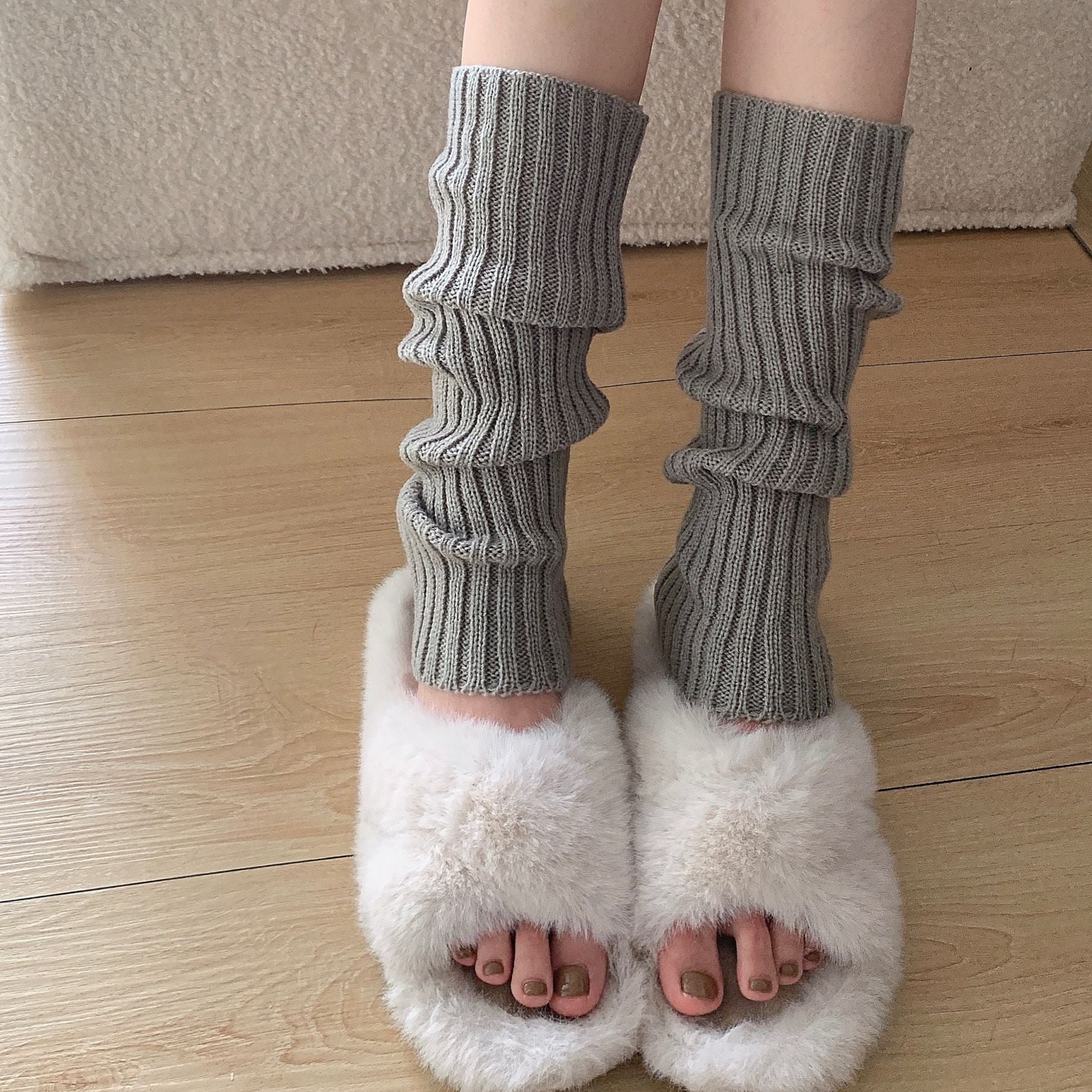 White Knitted Sock Covers Autumn Winter Warm Mid-Calf Socks y2k Harajuku Style Hot Girl Japanese Style jk College Style Slouch Socks for Women.