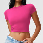 New Casual Sportswear t Women's Slim Fit Quick-Dry Barely-There Feel Fitness Top Shirt Running Yoga Short Sleeve